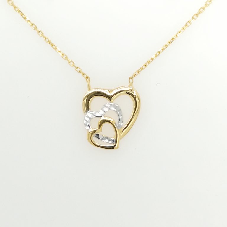 Two Tone Triple Hearts Necklace