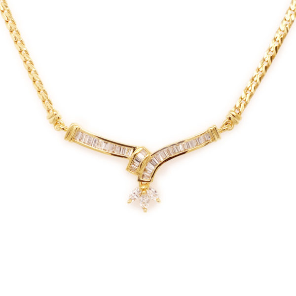 Gold Wave Diamond Necklace