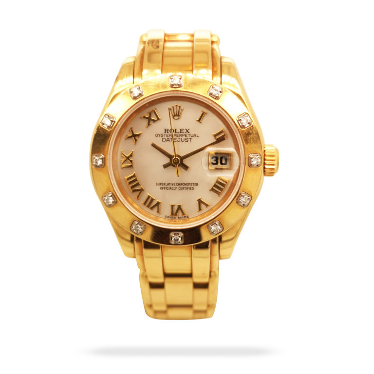 Rolex Lady Datejust Pearlmaster 18K Yellow Gold Diamond 69318 Watch