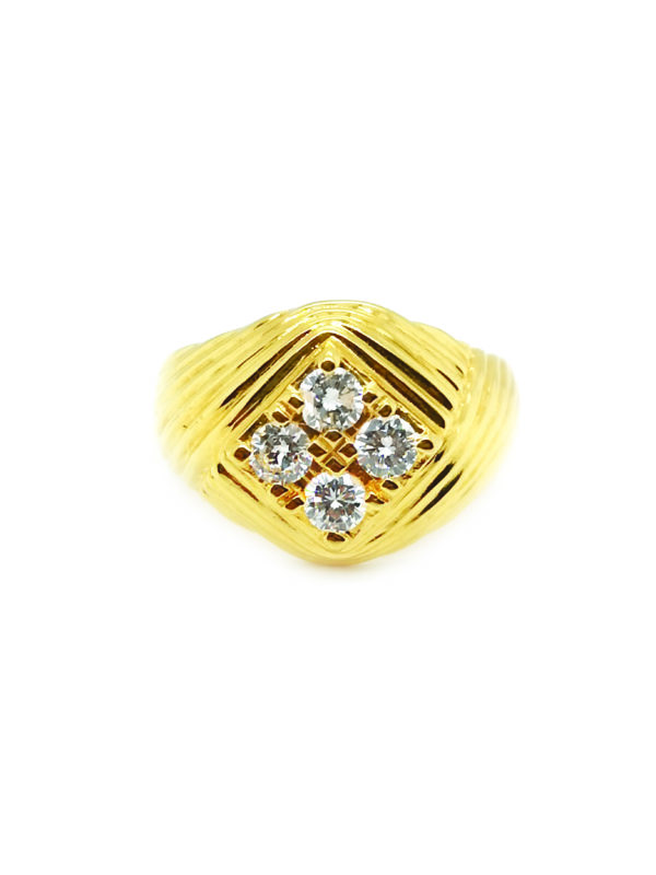 20K Yellow Gold Men's Diamond Ring