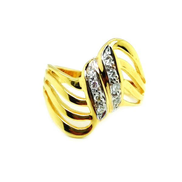 18K Yellow Gold Diamond Two Tone Ring