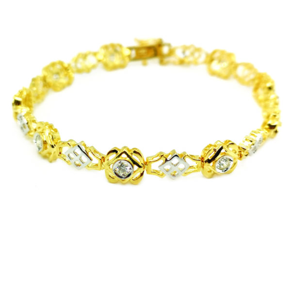 20K Yellow Gold Diamond Two Tone Bracelet
