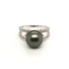 18K White Gold Diamond Pearl Ring
