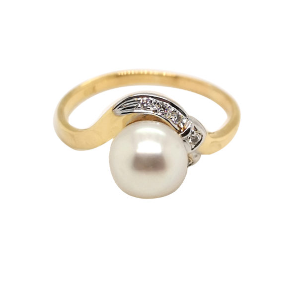 – 0.03 Carat Diamonds with Pearl – 18K Yellow Gold – Gross weight: 2.76g – Size : #14.5 – Refurbished & polished (like new) – One and only piece, place your reservation now while it’s still available!