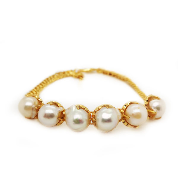 20K Yellow Gold Pearl Bracelet