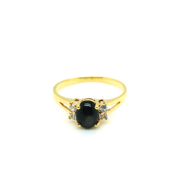 14K Yellow Gold Black Star Sapphire Ring