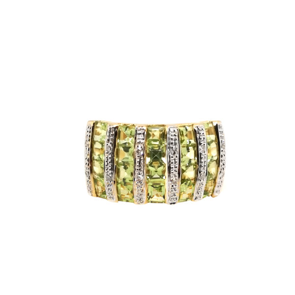 18K Yellow Gold Diamond Peridot Ring