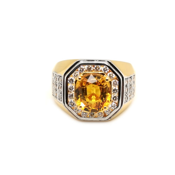 22K Yellow Gold Yellow Sapphire Diamond Ring