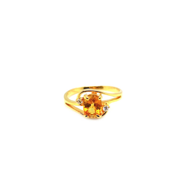 20K Yellow Gold Diamond Yellow Sapphire Ring