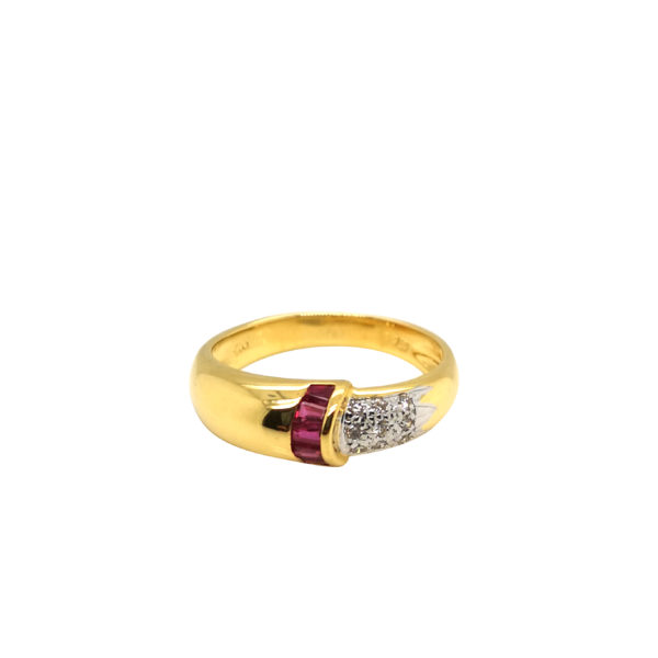 18K Yellow Gold Ruby Diamond Ring