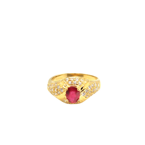 18K Yellow Gold Ruby Diamond Ring