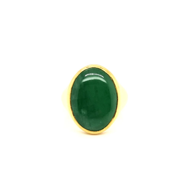 24K Yellow Gold Jade Ring