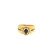 20K Yellow Gold Blue Sapphire Diamond Ring