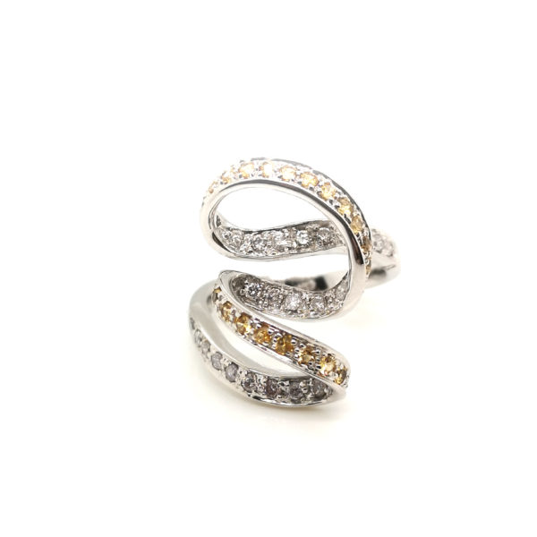18K White Gold Yellow Sapphire Diamond Ring
