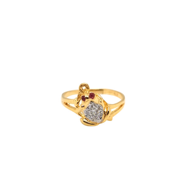 20K Yellow Gold Diamond Ruby Ring