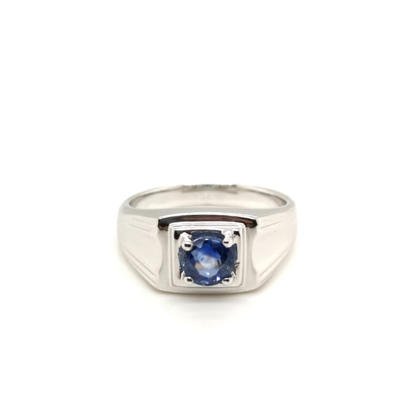9K White Gold Blue Sapphire Ring